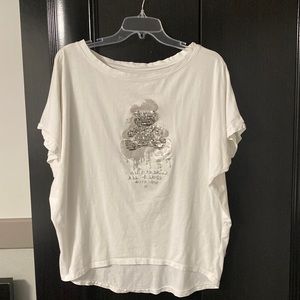 White blouse with silver bear..one size